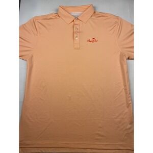 Straight Down Polo Shirt XL Orange Striped Classic Club Performance Golf Mens